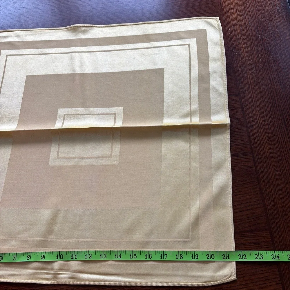 Champagne Gold Satin Stripe Tablecloth and 12 Matching Napkins Dining Set